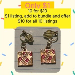 Pink Argyle Square Earrings